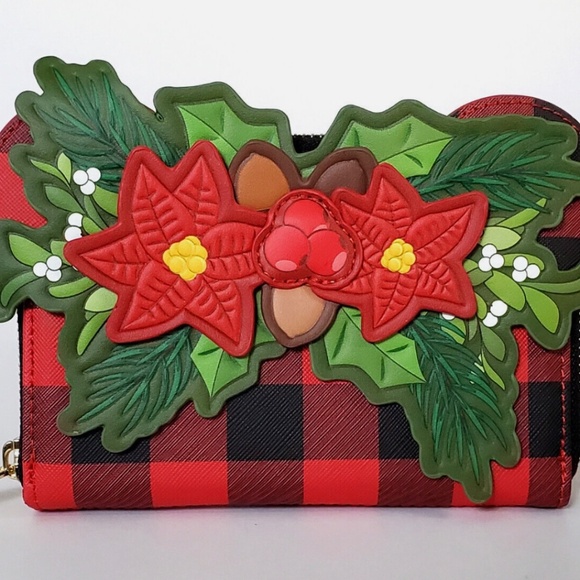 NWOT Minnie Mouse Holiday Plaid Mini Backpack and Wallet Set - Picture 3 of 4